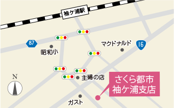 千葉県袖ケ浦市を中心とした 不動産 買取 さくら都市 袖ケ浦支店の地図 不動産情報